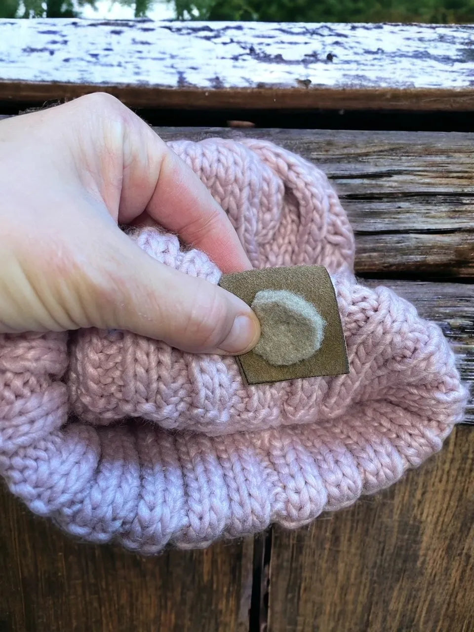 a pink hat that distributes essential oils