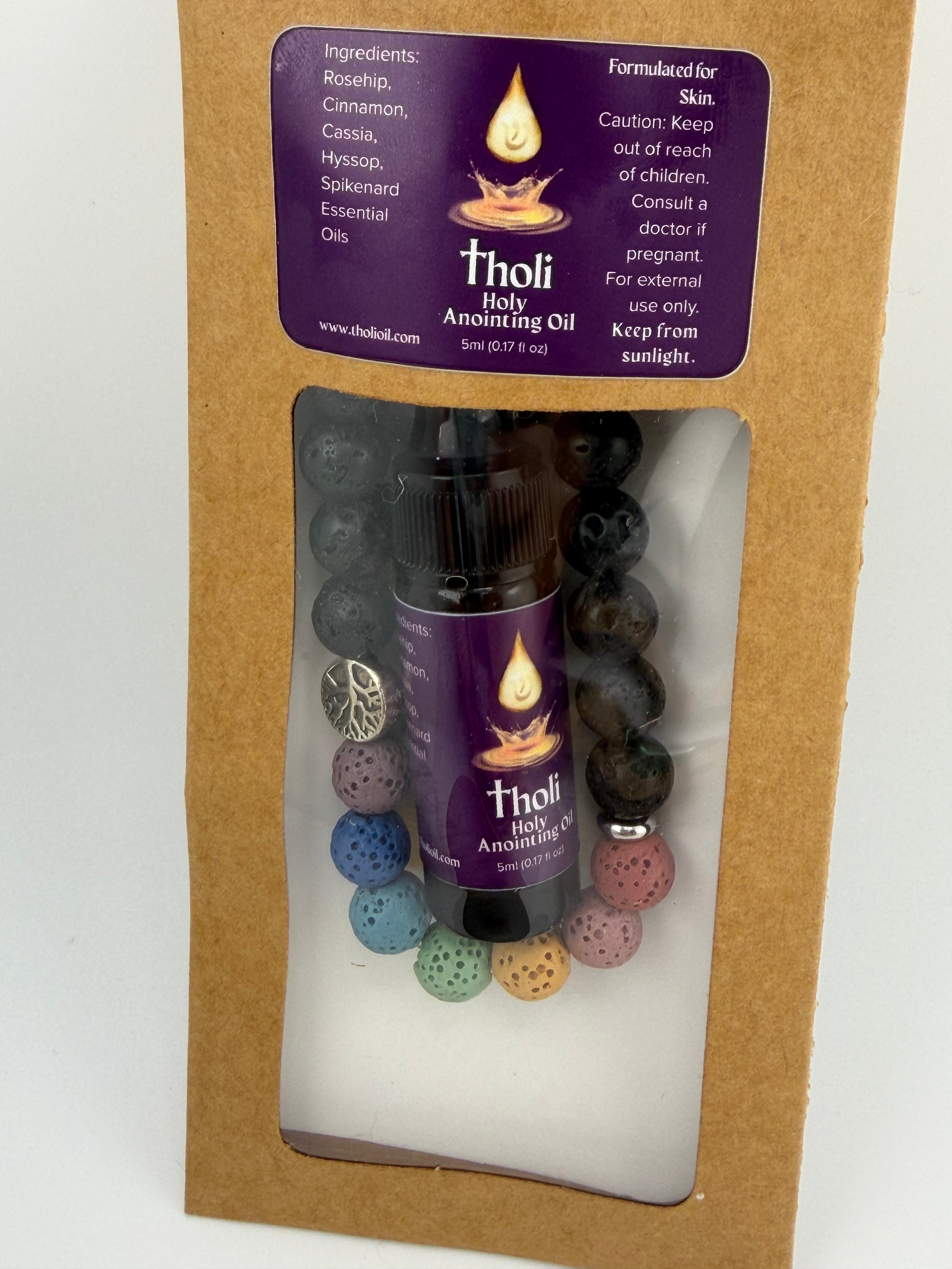 Lava Stone Essential Oil Bracelet + Holy Anointing Oil Set