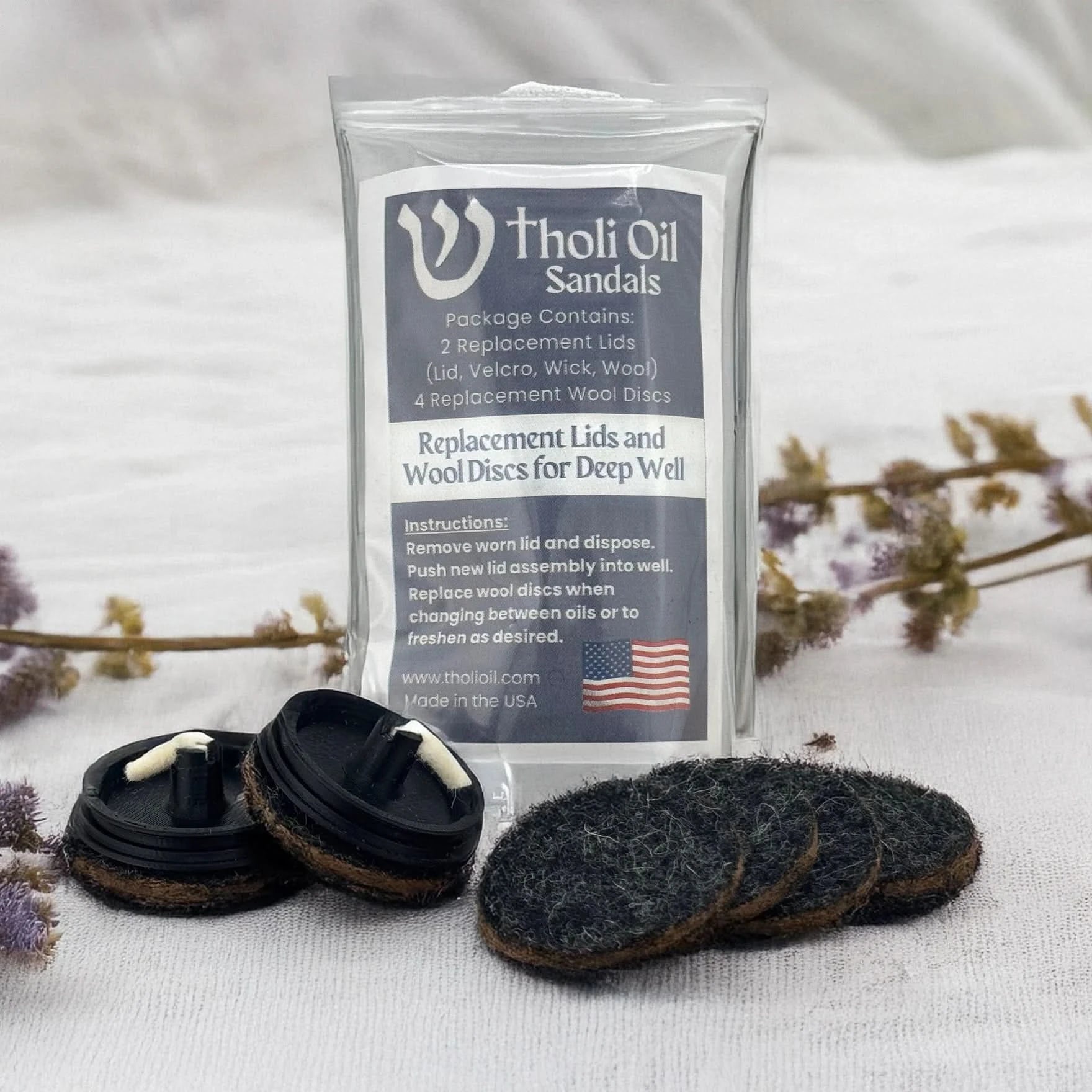 Tholi Oil Sandal Replacement Parts (Deep Well Lid & Wool)