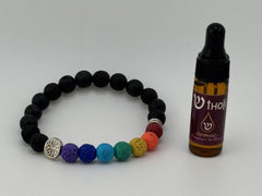 Lava Stone Elastic Bracelet Essential Oil Wearable Set - comes with 5ml Oil