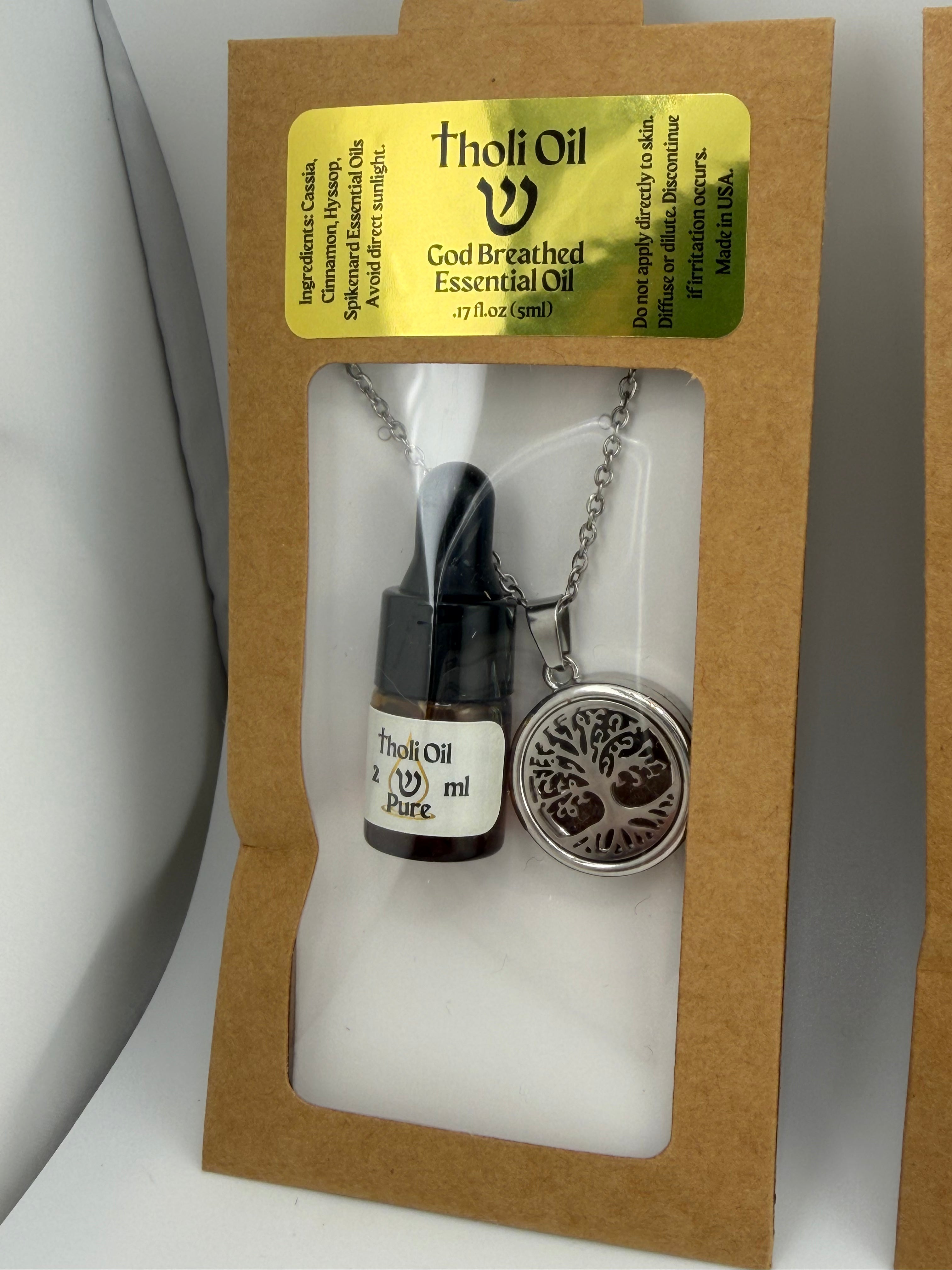 Tree of Life Essential Oil Diffuser Necklace Set - comes with Pure Tholi Essential Oil